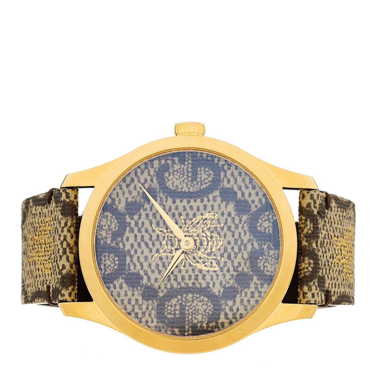 Gucci Stainless Steel Canvas 38mm G-Timeless GG Supreme Bee Quartz Watch Brown