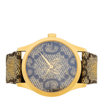 Gucci Stainless Steel Canvas 38mm G-Timeless GG Supreme Bee Quartz Watch Brown