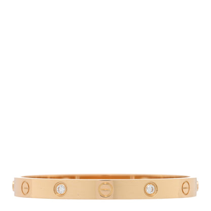 Cartier 18K Yellow Gold 4 Diamond LOVE Bracelet 16