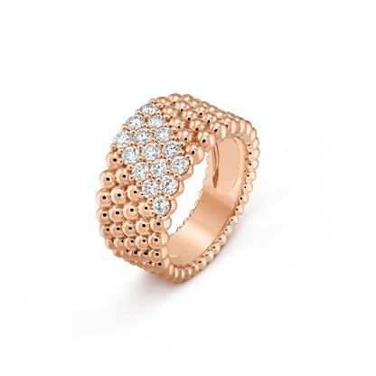 18K Gold Diamonds VCA Perlée Couleurs 5 Rows Ring