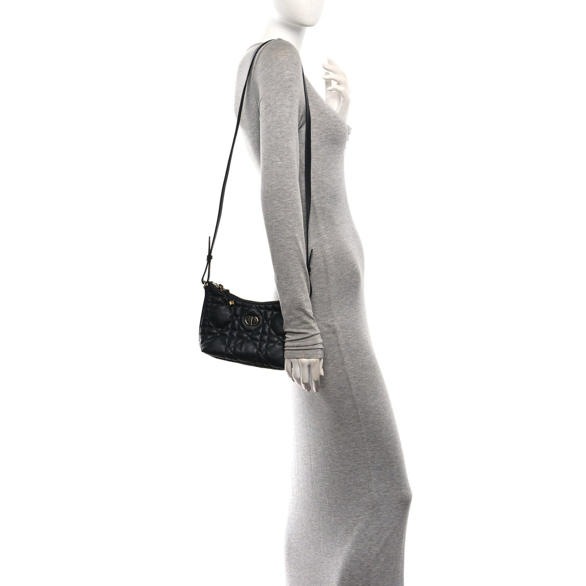 Christian Dior Calfskin Macrocannage Miss Caro Diorling Mini Bag Black