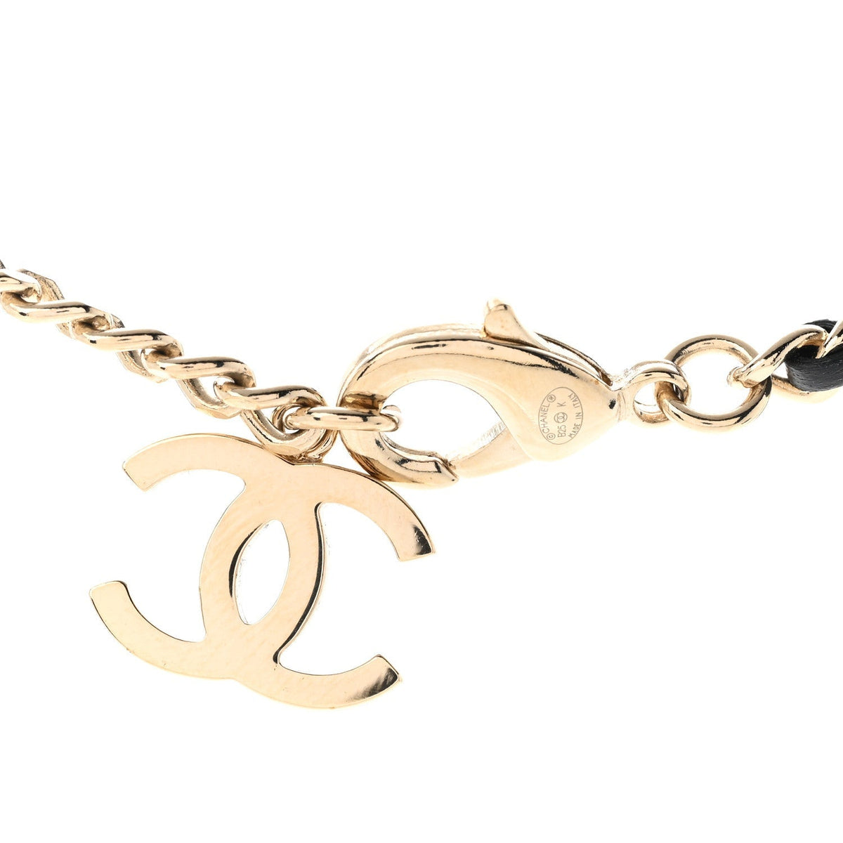 Chanel Lambskin Pearl Crystal CC Short Necklace Gold White Black