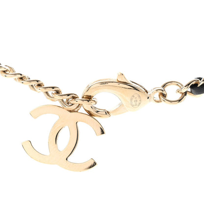 Chanel Lambskin Pearl Crystal CC Short Necklace Gold White Black
