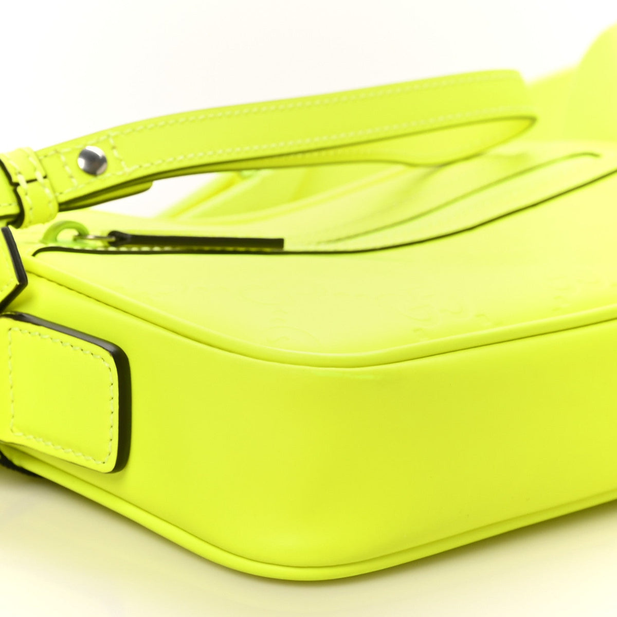 Gucci Rubber Effect Monogram GG Crossbody Bag Fluorescent Yellow