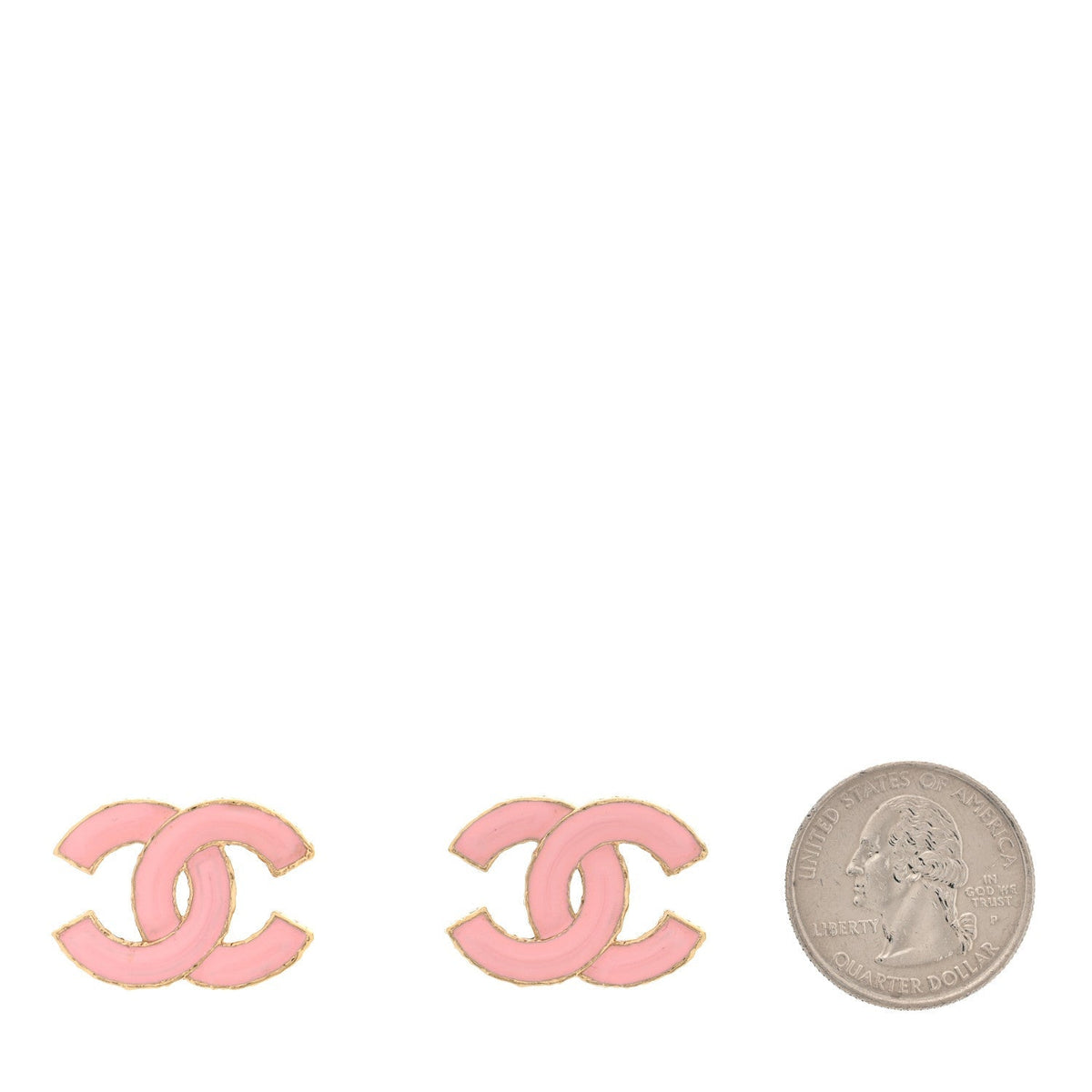 Chanel Metal Enamel CC Earrings Pink Gold