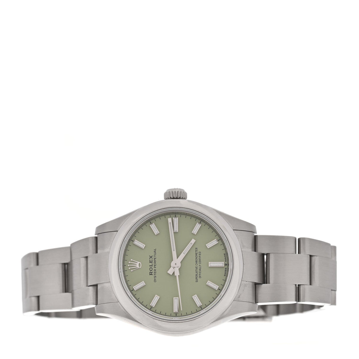 Rolex Stainless Steel 31mm Oyster Perpetual Watch Pistachio 277200