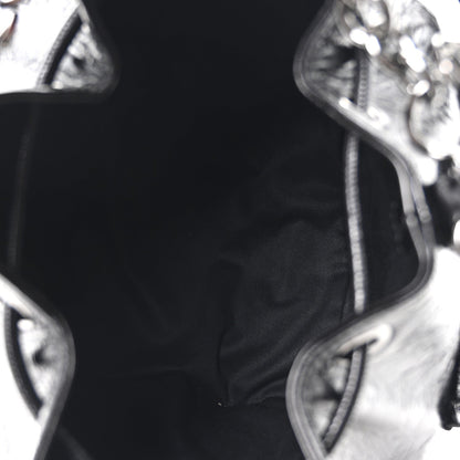 Off-White Calfskin Dumbo B Chain Pocket Bucket Bag Black