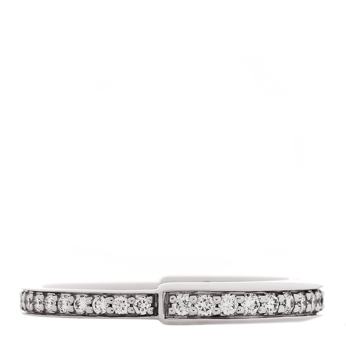 Tiffany 18K White Gold Diamond Lock Pave Ring 49 5
