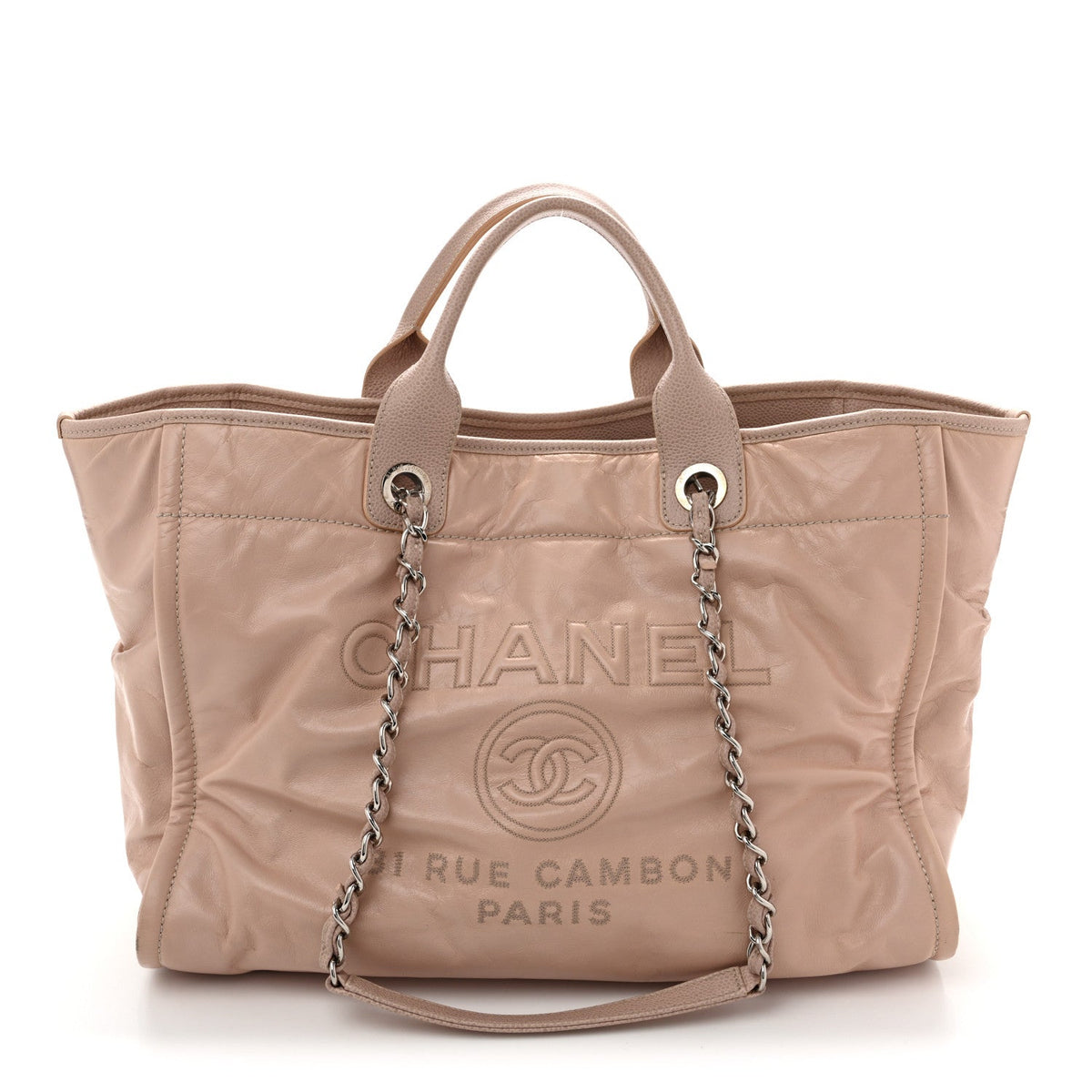 Chanel Glazed Calfskin Medium Deauville Tote Light Pink