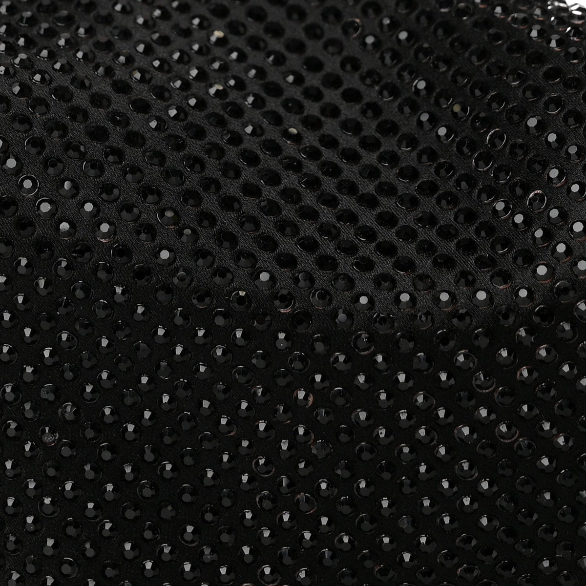 Alexander Wang Satin Crystal Rhinestone Mini Scrunchie Clutch Black
