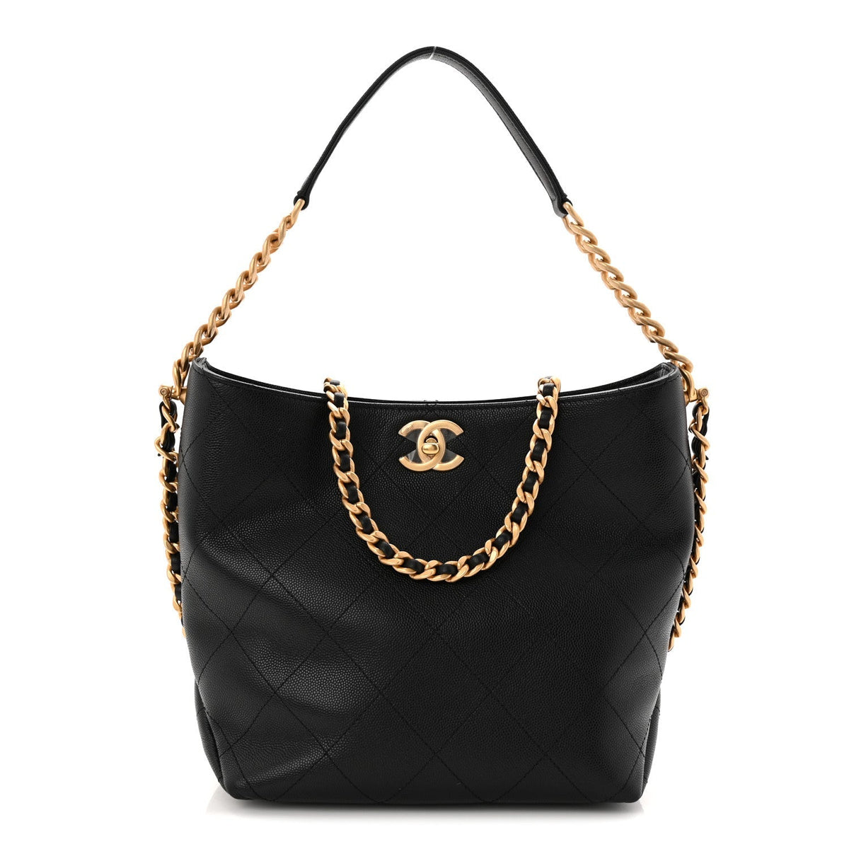 Chanel Caviar Quilted Hobo Black