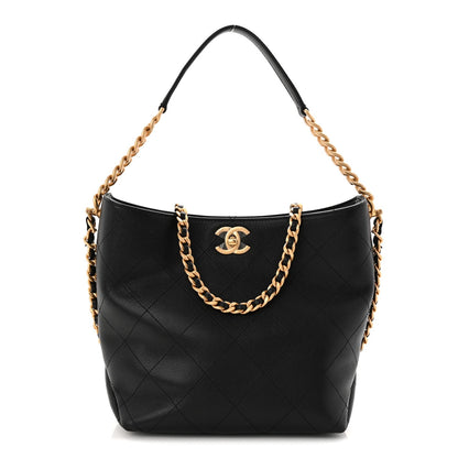 Chanel Caviar Quilted Hobo Black