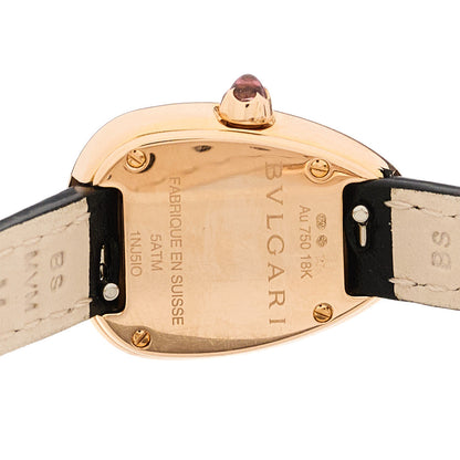 Bulgari 18K Rose Gold Calfskin Diamond Women's 27mm Serpenti Watch Red