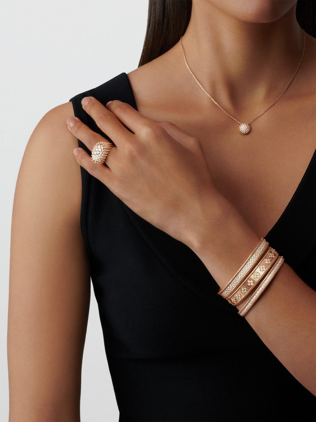 18K Gold Diamond VCA Perlée Clover Bracelet