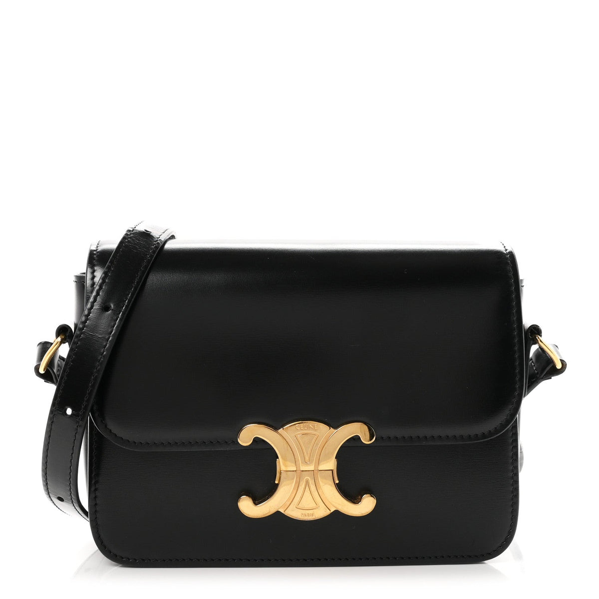 Celine Shiny Calfskin Teen Triomphe Black