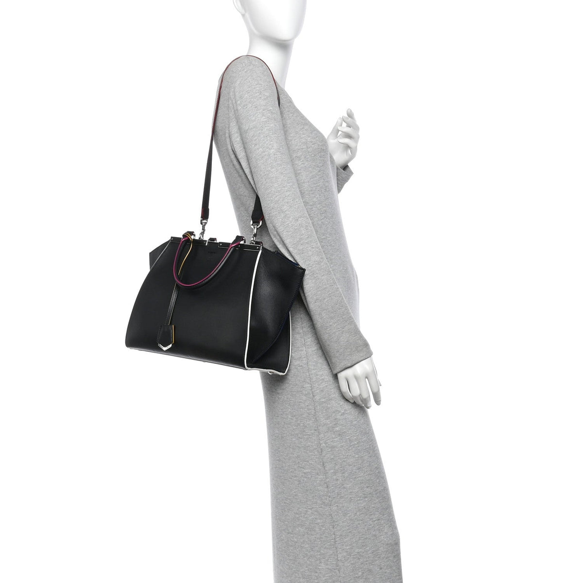 Fendi Vitello Dolce Shiny Nappa Petite 3Jours Tote Black Iris