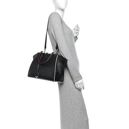 Fendi Vitello Dolce Shiny Nappa Petite 3Jours Tote Black Iris