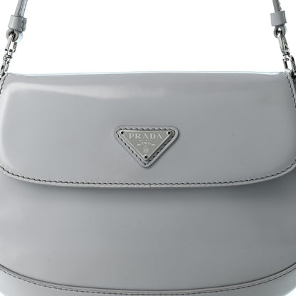 Prada Spazzolato Cleo Flap Shoulder Bag Fiordaliso