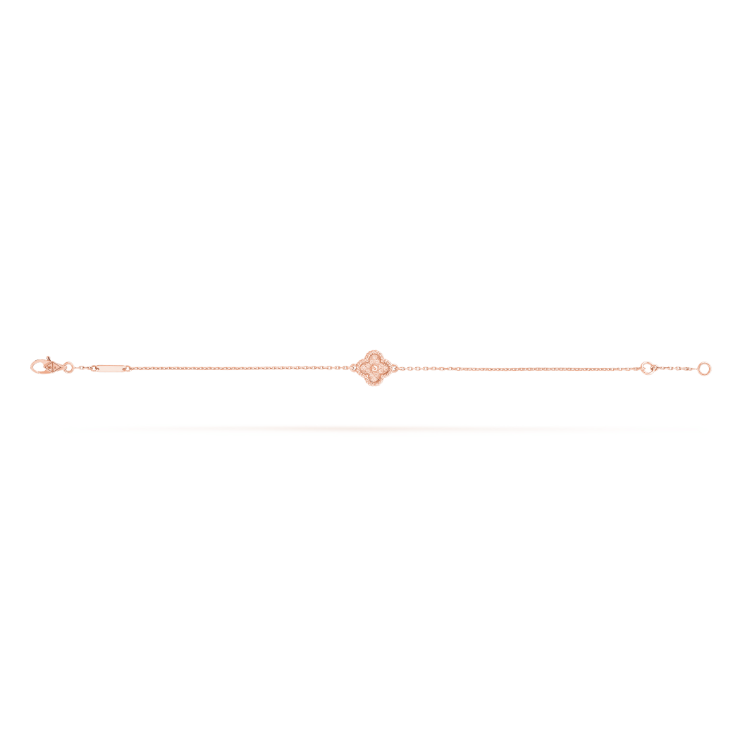 18K Rose Gold VCA Sweet Alhambra 1 Motif Bracelet