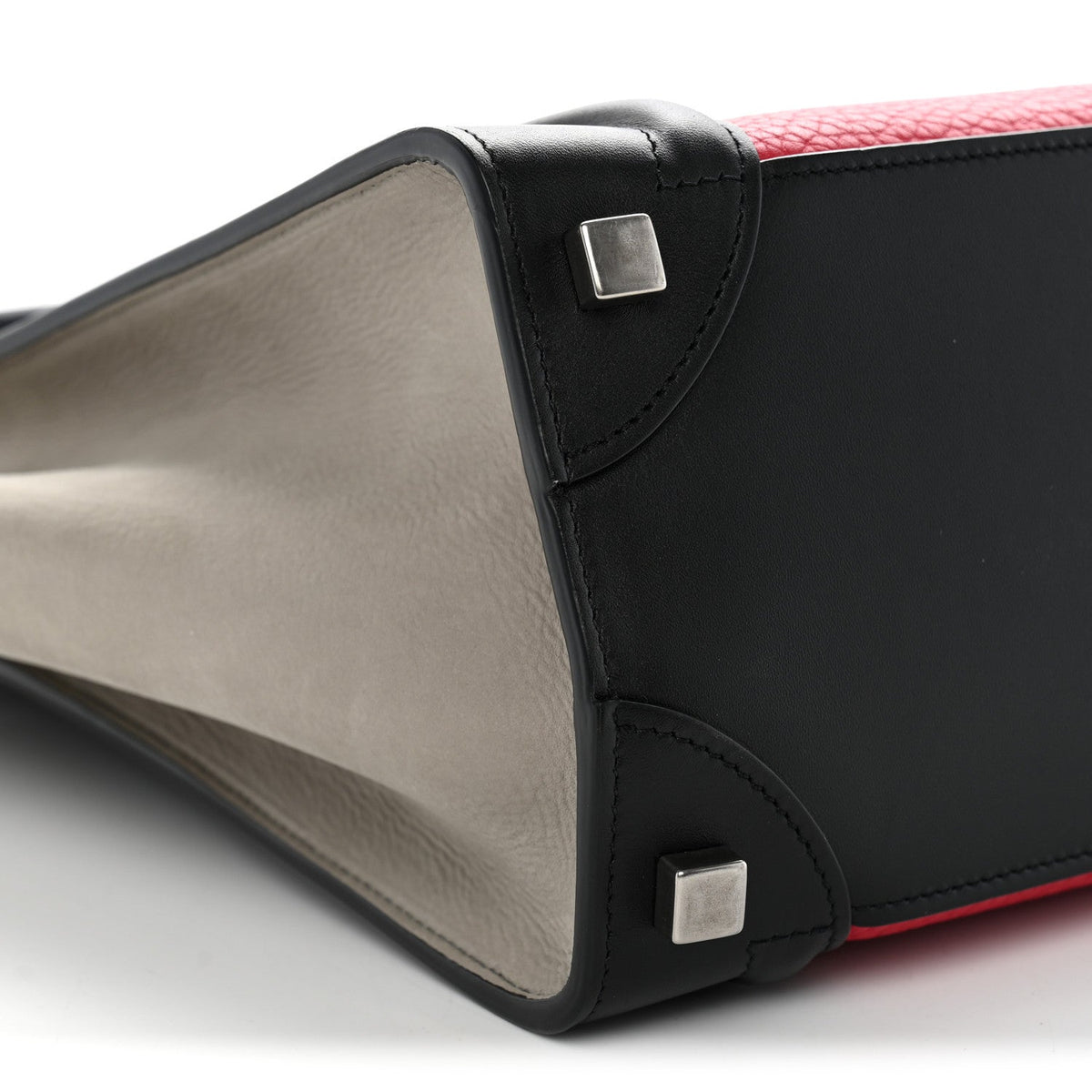 Celine Calfskin Bullhide Micro Luggage Tri-Color Bright Red
