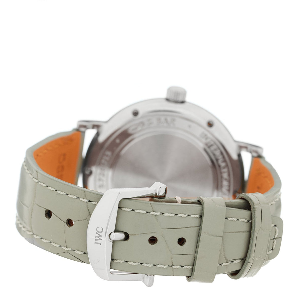 IWC Stainless Steel Crocodile Diamond 37mm Portofino Watch Silver IW458101