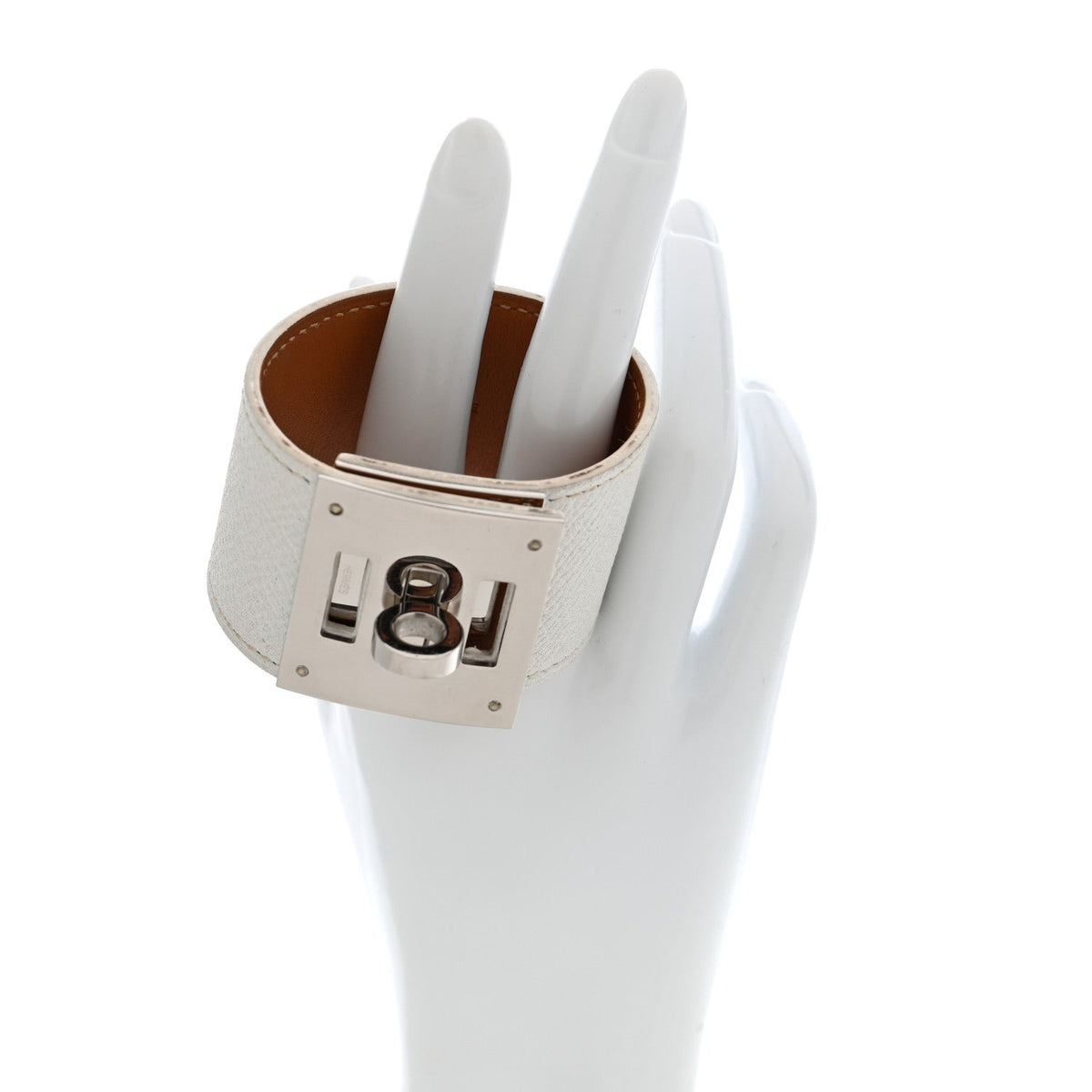 Hermes Epsom Kelly Dog Bracelet White