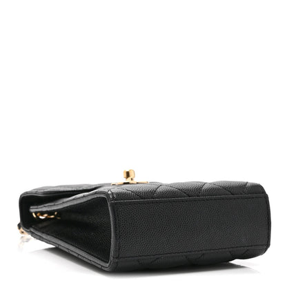 Chanel Caviar Quilted Classic Phone Holder Black
