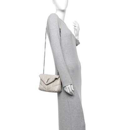 Saint Laurent Lambskin Toy Loulou Puffer Satchel Crema Soft