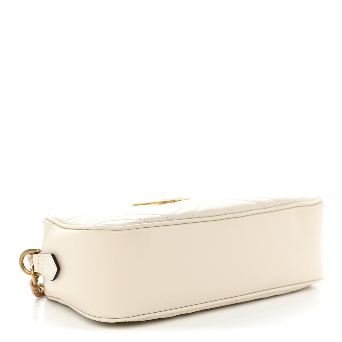 Gucci Calfskin Matelasse Small GG Marmont Chain Shoulder Bag White