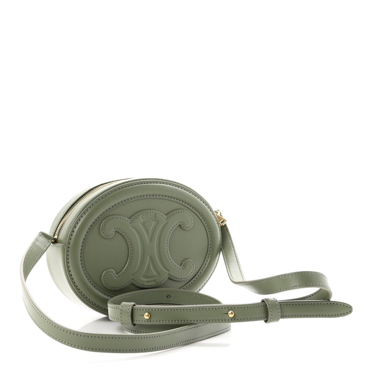 Celine Smooth Calfskin Cuir Small Triomphe Oval Bag Sage