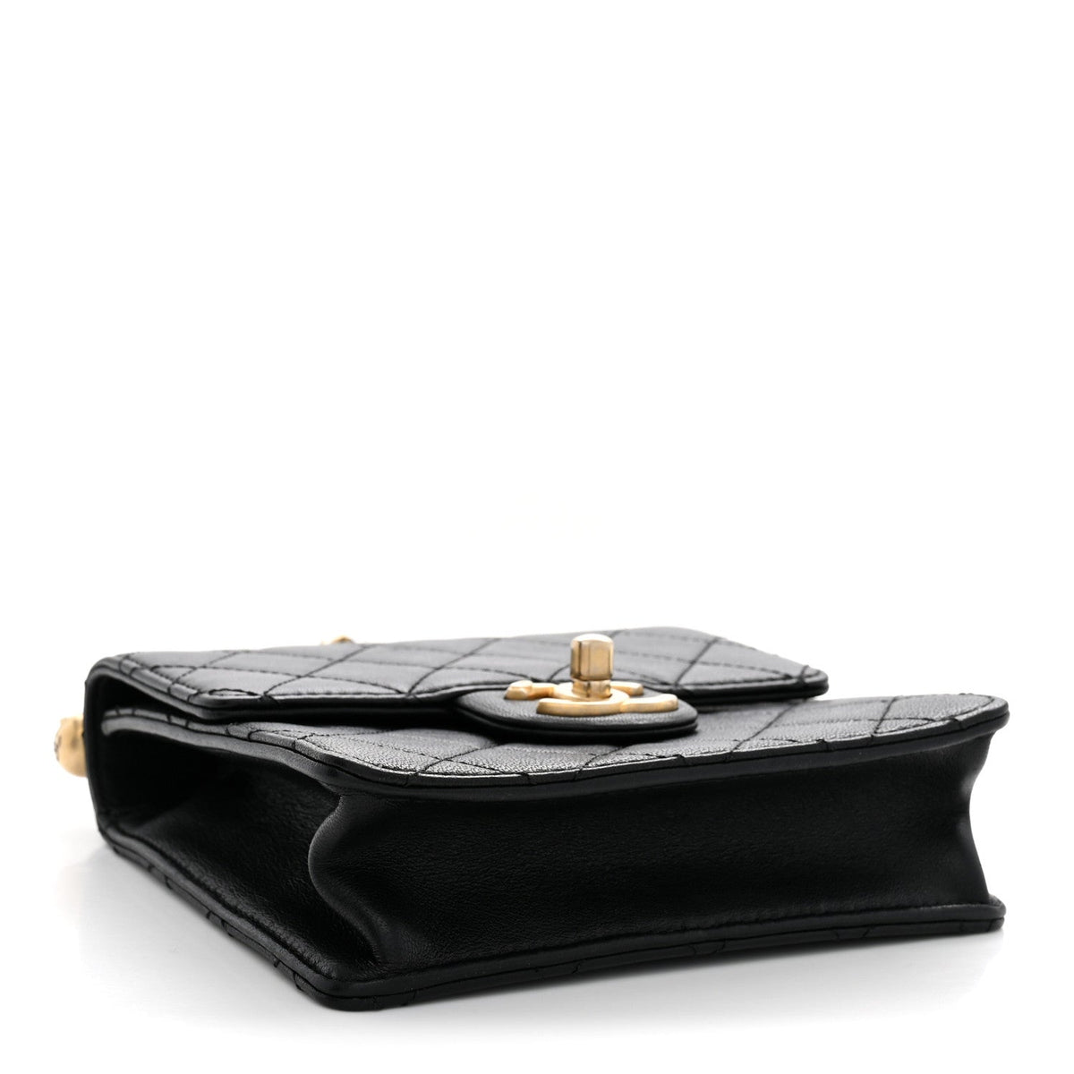 Chanel Goatskin Quilted Chic Pearls Flap Black
