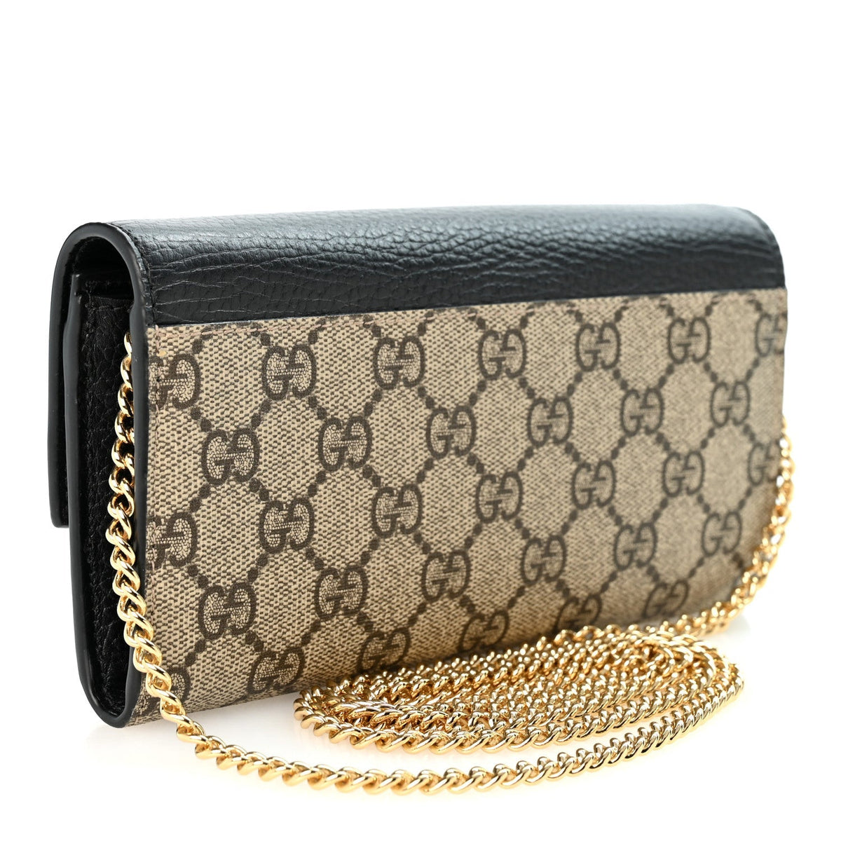 Gucci Dollar Calfskin GG Supreme Monogram Petite GG Marmont Chain Wallet