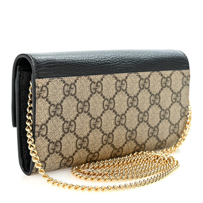 Gucci Dollar Calfskin GG Supreme Monogram Petite GG Marmont Chain Wallet