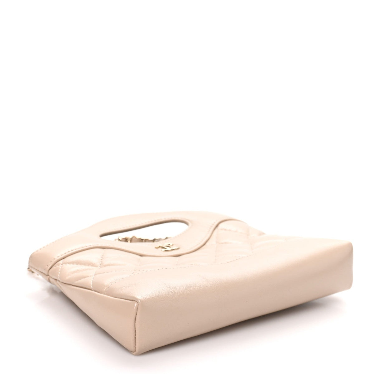 Chanel Shiny Lambskin Quilted Nano 31 Shopping Bag Beige