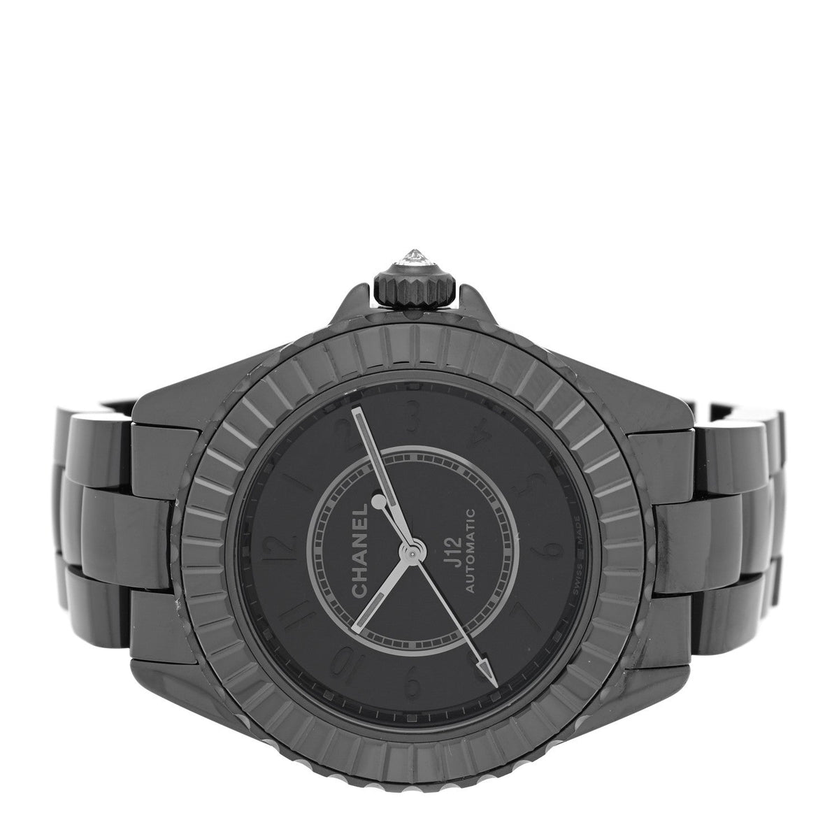 Chanel Stainless Steel Ceramic Diamond 38mm J12 Limited Edition Automatic Watch Black