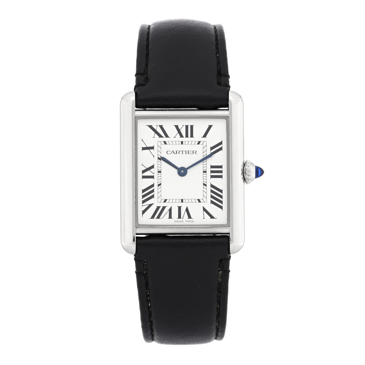 Cartier Stainless Steel Calfskin 25mm SolarBeat Tank Watch