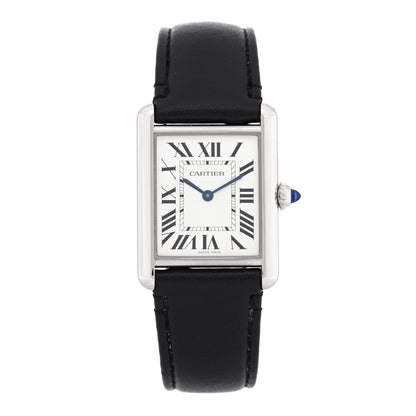 Cartier Stainless Steel Calfskin 25mm SolarBeat Tank Watch