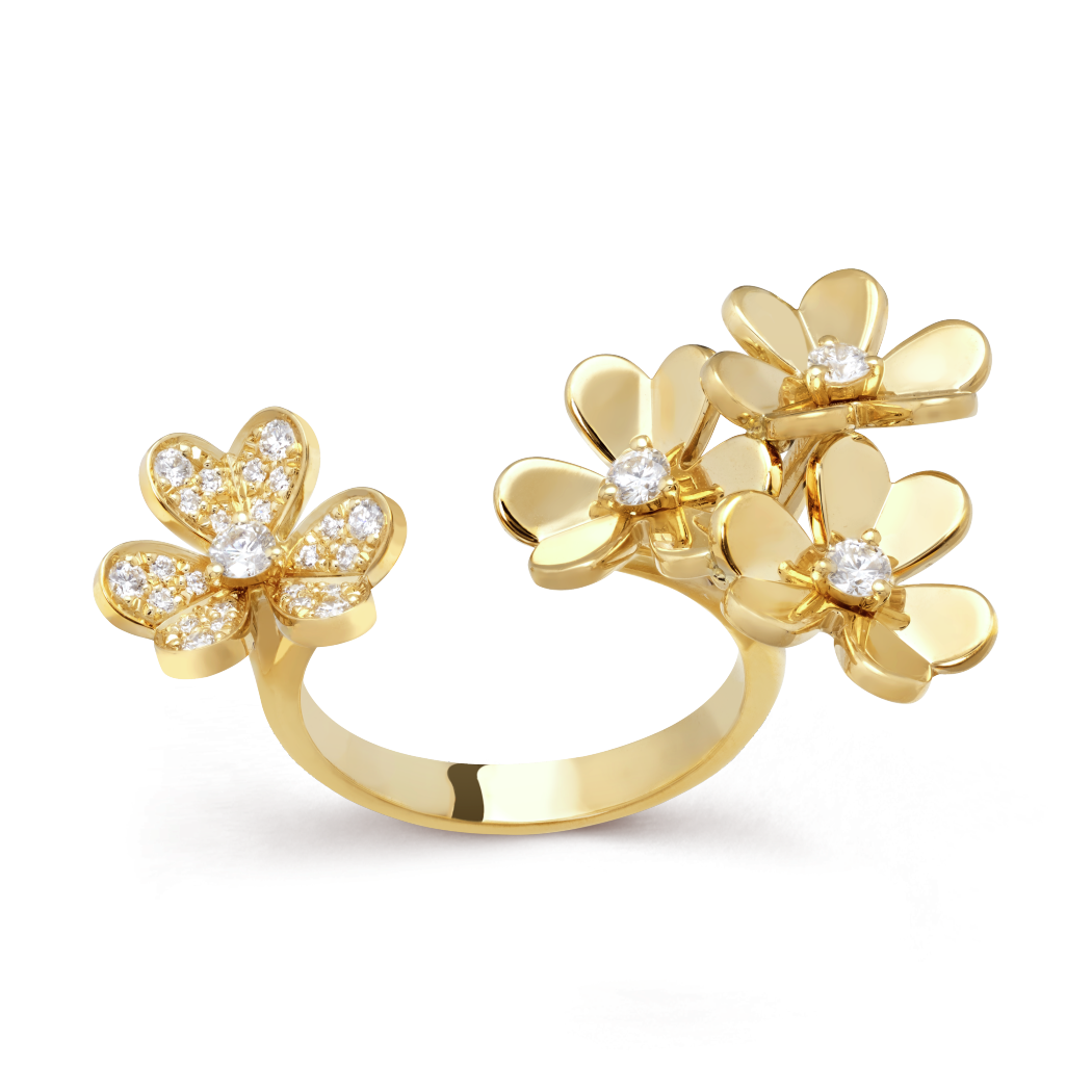 18K Gold Diamond VCA Frivole Between the Finger Ring