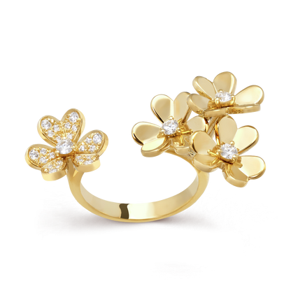 18K Gold Diamond VCA Frivole Between the Finger Ring