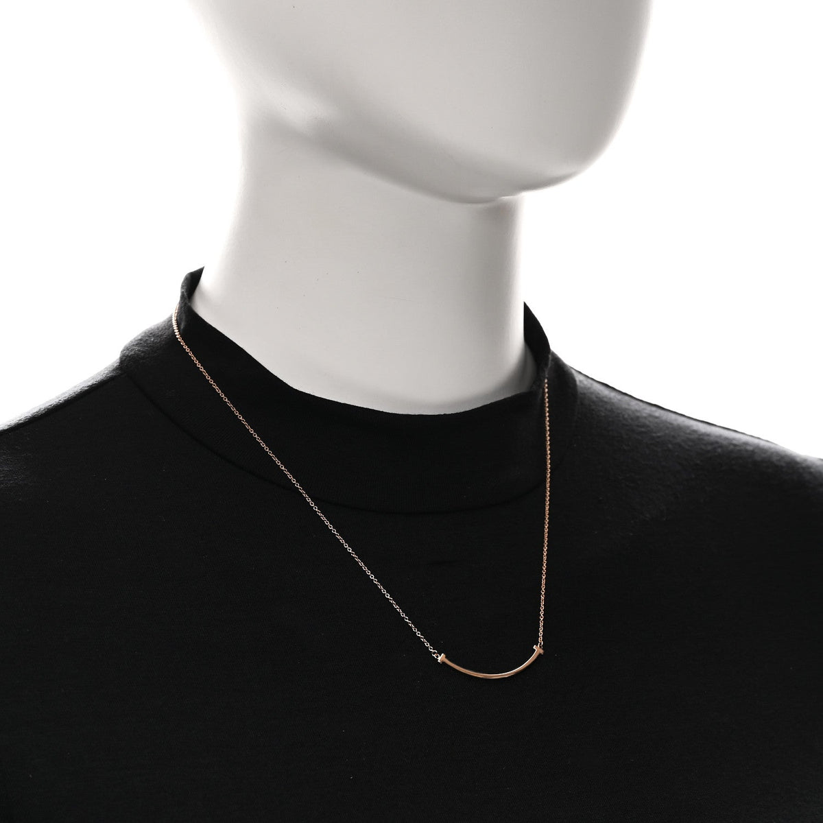 Tiffany 18K Rose Gold T Smile Pendant Necklace 43.8cm
