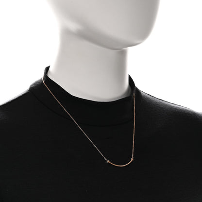Tiffany 18K Rose Gold T Smile Pendant Necklace 43.8cm