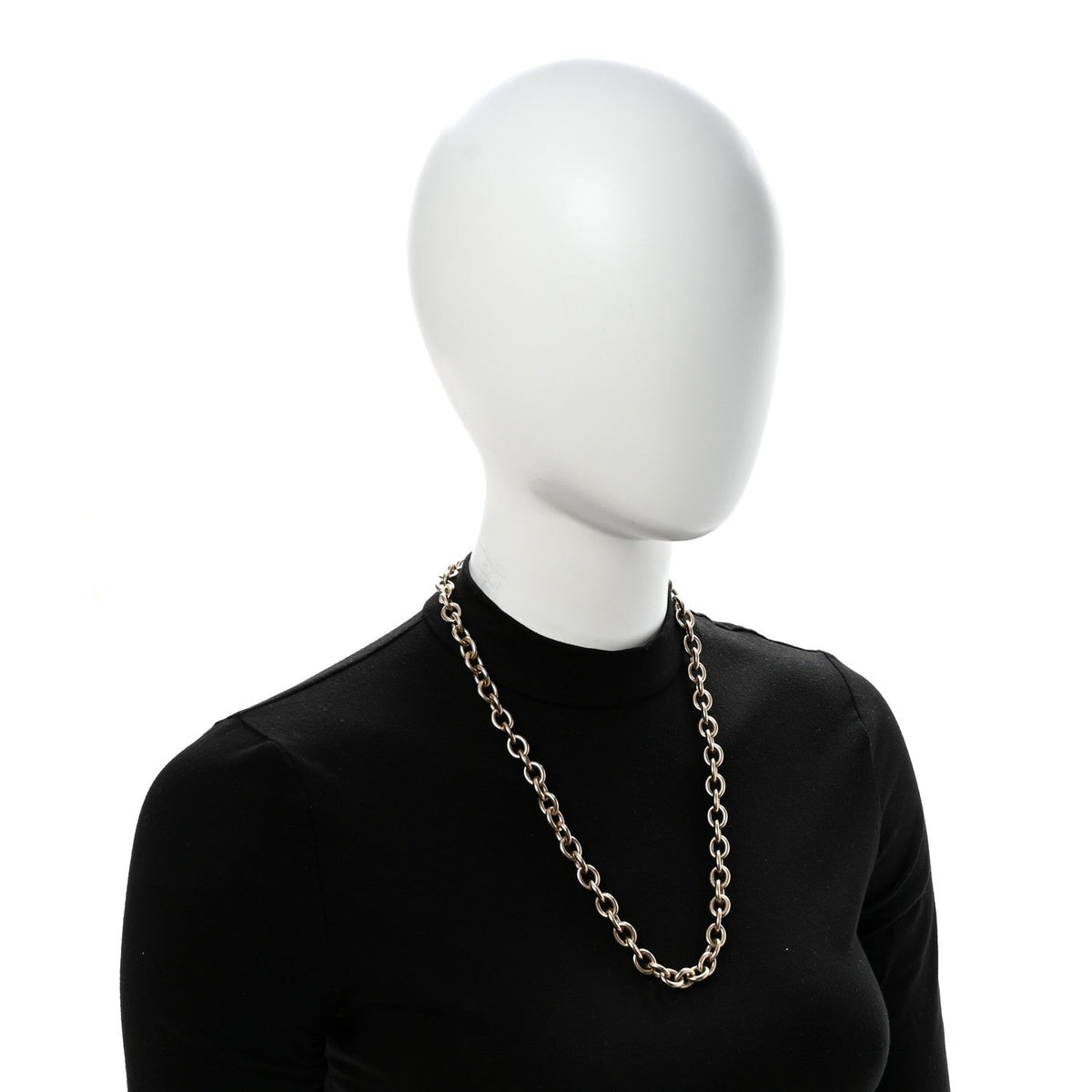 Chanel Metal Quilted CC Pendant Chain Necklace Light Gold