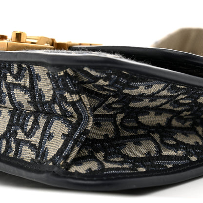 Christian Dior Canvas Leather Women's DiorAddict Flap Bag Navy Blue