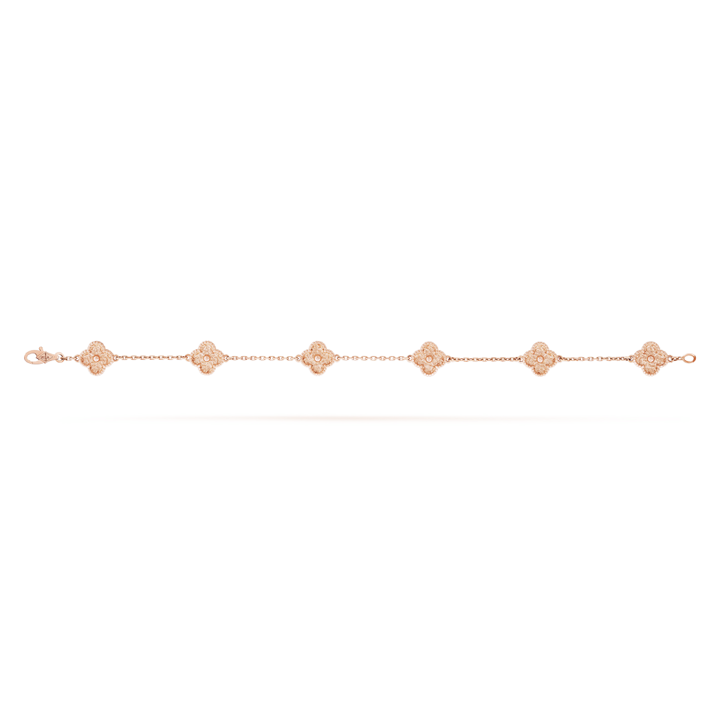 18K Rose Gold VCA Sweet Alhambra 6 Motifs Bracelet
