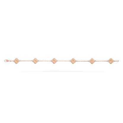 18K Rose Gold VCA Sweet Alhambra 6 Motifs Bracelet