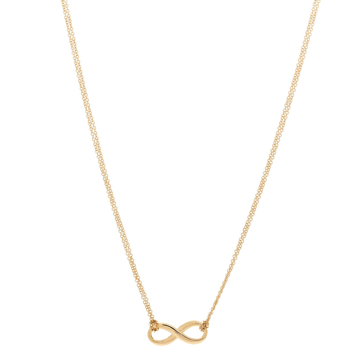 18K Yellow Gold Infinity Double Chain Pendant Necklace