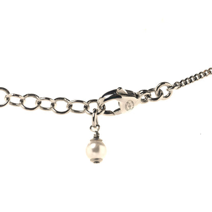 Chanel Crystal Pearl Star 5 CC Necklace Silver White
