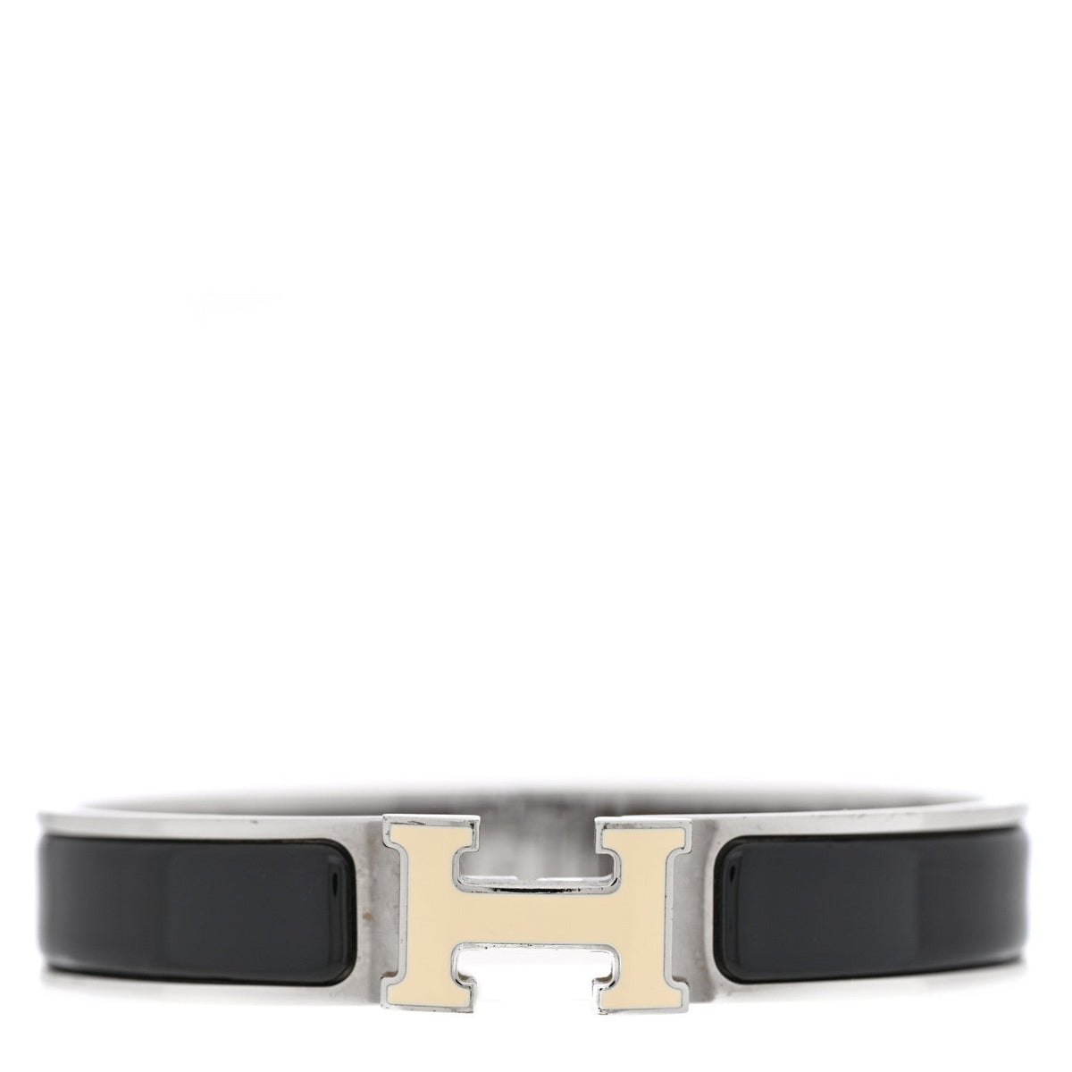 Hermes Enamel Narrow Clic Clac H Bracelet GM Black White
