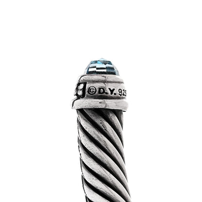 David Yurman Sterling Silver Diamond Blue Topaz 5mm Cable Classics Bracelet