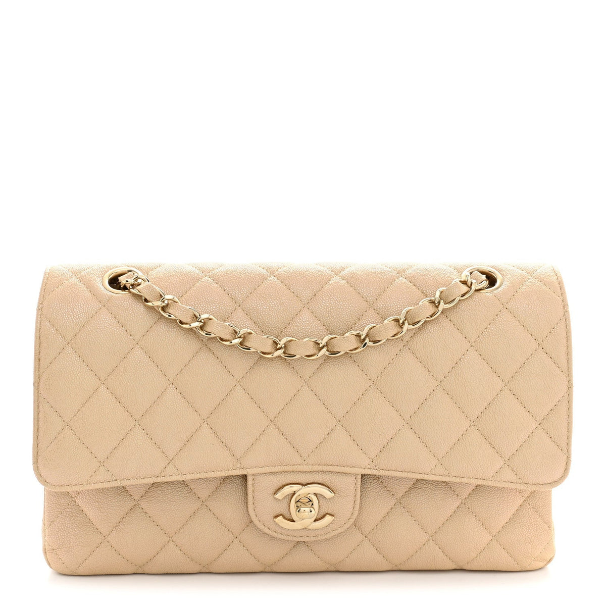 Chanel Iridescent Caviar Medium Double Flap Bag Beige 1985123